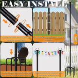 10Ft String Light Poles 4 Pack for Outside, Metal Outdoor Light Poles with 5 Prongs for Garden Patio Backyard Deck, Fence Bracket Hanging Light for Party Wedding Decor
