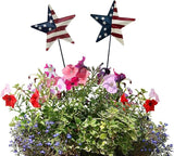 K KILIPES Metal Star Barn Yard Sign Garden Stake Decor for 4th of July, American Flag Patriotic Star Yard Stake Lawn Ornament Independence Day Memorial Day Outdoor Decorations (2, 12" H)