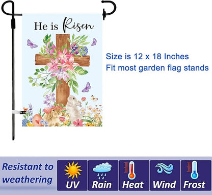 Christian Seasonal Garden Flags Set of 12 Double Sided 12 x 18 Inch Cross Yard Flags, Small Flags for Outside, Fall Winter Easter Christmas Outdoor Flags, Holiday Garden Flags for All Seasons ﻿