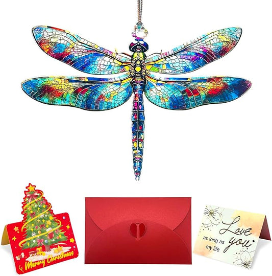 Window Hanging Dragonfly Plant Suncatcher Ready to Hang Window Doors Home Decoration,Dragonfly Ornament for Women Gifts,Valentine's Day for Lovers and Friends