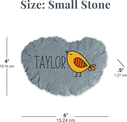Let's Make Memories Personalized Garden Décor - Custom Garden Stone - Keepsake - for Mom or Grandma - for Her - Laser Engraved - Durable Resin - Small Stone - Striped Bird Design