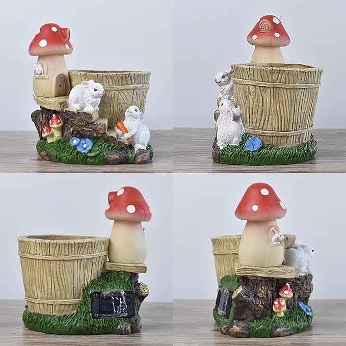 Garden Statue Decor, Flower Pots Planters Pots for Succulent, Outdoor Garden Sculpture for Patio Balcony Yard Lawn Decor, Outdoor Statues for Balcony Gifts (Rabbit)