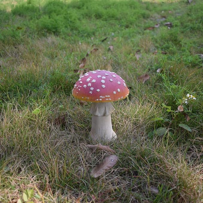 Mushroom Resin Garden Statue Outdoor and Garden Decor Patio Yard (Mushroom 7.9 inch)