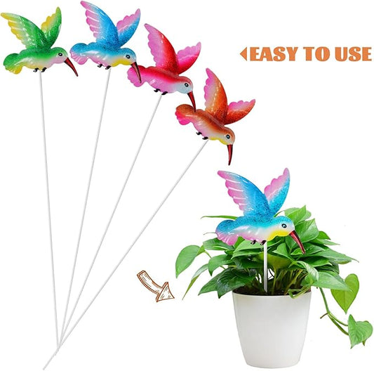 Toddmomy Hummingbird Garden Stakes Iron Floral Picks Set 3.15 Inch Metal Bird Yard Art for Outdoor Patio Lawn Decorative Plant Accessories
