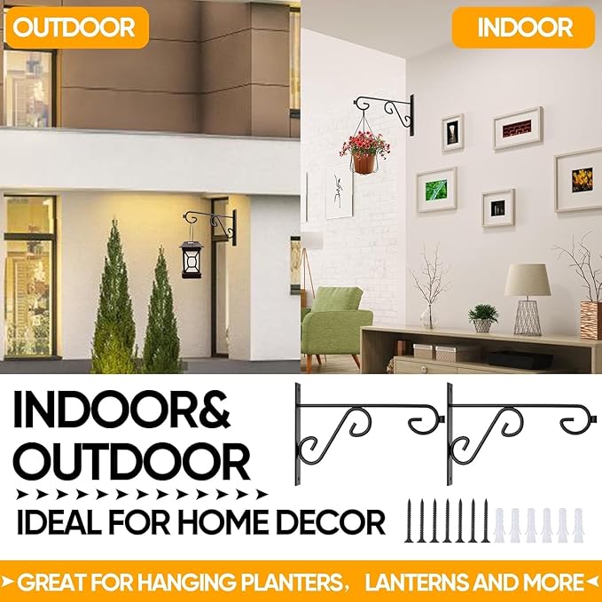 9Inch Plant Hanger Bulk 8Pack Metal Wall Hook,Anti-Rust Indoor Outdoor Wall Hangers for Bird Feeders, Planters, Lanterns, Wind Chimes,Doorplate