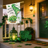 Heyfibro Happy St. Patrick's Day Gnome Garden Flag 28x40 Double Sided Burlap, Shamrock Basket Yard Flag for Spring Seasonal Irish Holiday Farmhouse Yard Outdoor Decor(ONLY FLAG)