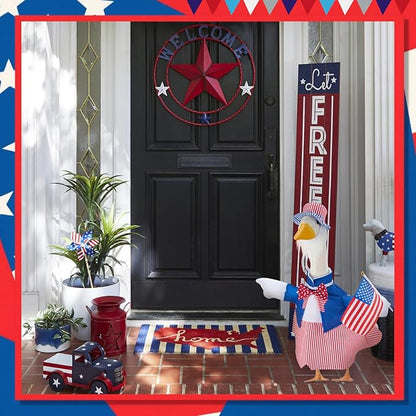 Patriotic Porch Goose Outfits for 23 Inch Lawn Statue, 4th of July Uncle Sam Costume for Plastic/Cement Statue, 250th Years Anniversary USA Sculpture Clothes for Garden Patio Party Decoration