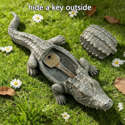 Hide A Key Outside Crocodile Key Hiders, Animal Spare Key Hider Hidden Key Holder Small Alligator Statue for Garden Outdoor Indoor or Yard