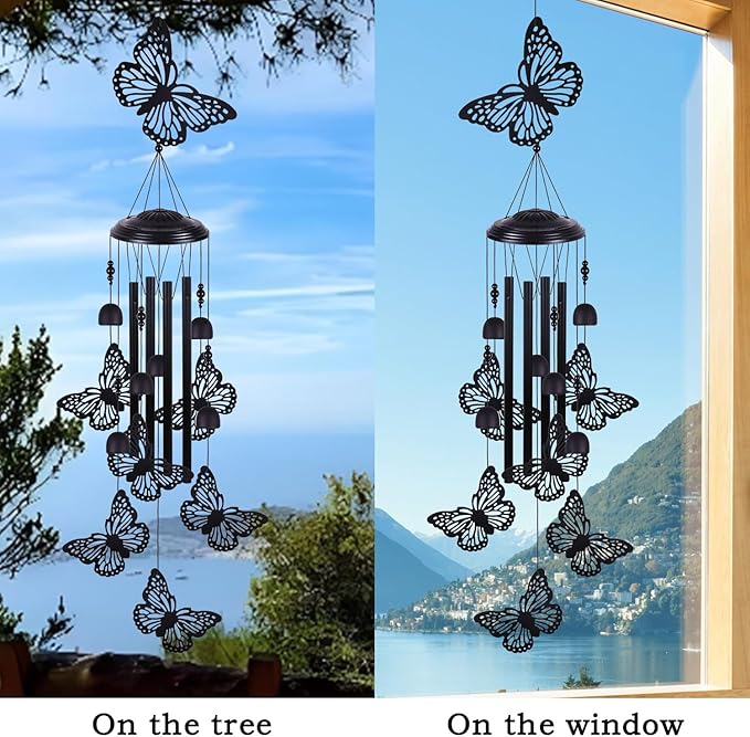 Butterfly Wind Chimes Outdoor Decoration, Mobile Wind Catcher, Retro Wind Bells, Memorial Wind Chime, Blessing Windchime for Home, Balcony, Yard, Room, Xmas, Party, Indoor, Garden Decor, Gifts for Mom
