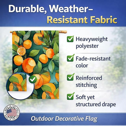 Caroline's Treasures Florida Orange Blossom in Watercolor House Flag Large Porch Sleeve Pole Decorative Outside Yard Banner Artwork Wall Hanging, Polyester, House Size, Multicolor