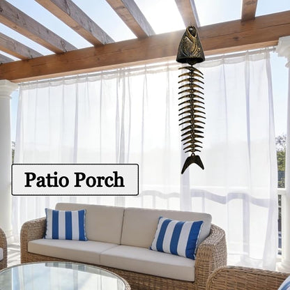 WANLIAN Fish Skeleton Wind Chime, Fish Wind Chime for Patio Porch Garden Balcony Beach House, Soothing Melody Gift for Fishing Lovers Housewarming Birthday Holiday