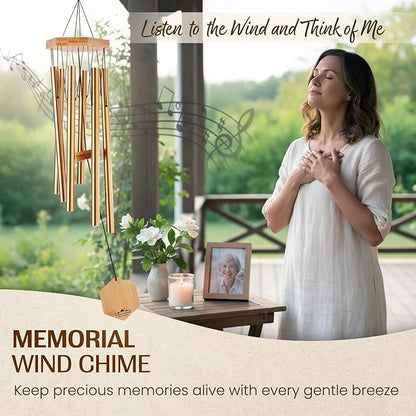 UpBlend Deep Tone Wind Chime – Outdoor Sympathy & Memorial Gift for The Loss of a Loved One, Memorial Wind Chimes, Thoughtful Sympathy Gift for Bereavement and Remembrance. 29" Bronze