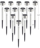 GIGALUMI Solar Pathway Lights, Stainless Steel IP44 Waterproof Auto On/Off Outdoor LED Solar Landscape Lights for Garden, Yard, Patio, Path and Walkway(12 Pack, Cold White)
