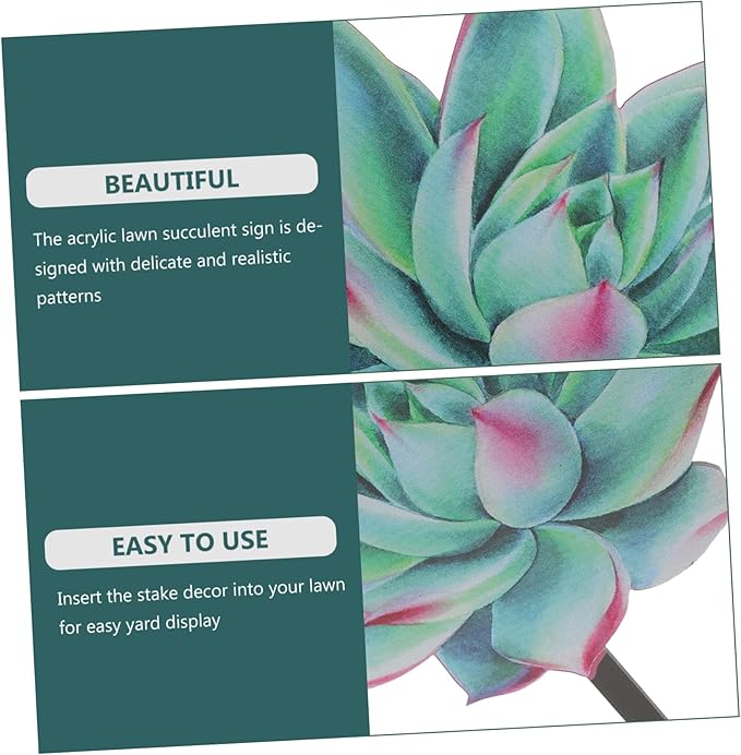 VICASKY Outdoor Acrylic Succulent Garden Stake Lifelike Plant Decor for Pathway and Courtyard Compact Decoration for Spring Vibrant Garden Ornament