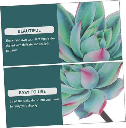 VICASKY Outdoor Acrylic Succulent Garden Stake Lifelike Plant Decor for Pathway and Courtyard Compact Decoration for Spring Vibrant Garden Ornament