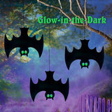 Outdoor Metal Bats, Halloween Decoration, Glow-in-The-Dark Hanging Bats, Silhouette Pendant Outdoors, Halloween Decorative Animals, Set of 3
