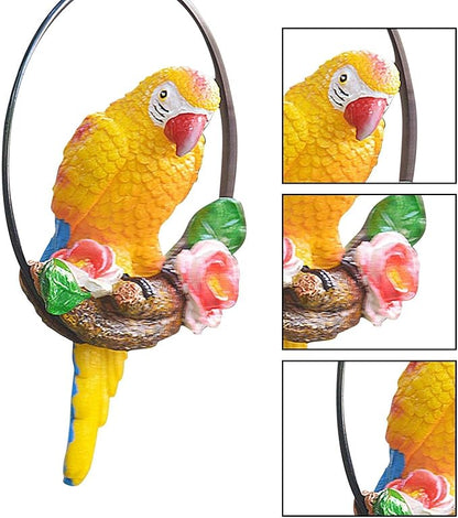 Hanging Parrot Statue Outdoor,Parrot Sculpture Decor for Outdoor Decor, Bird Decoration with Iron, Parrot Statue for Tree Lawn Garden Porch, Landscape Ornament