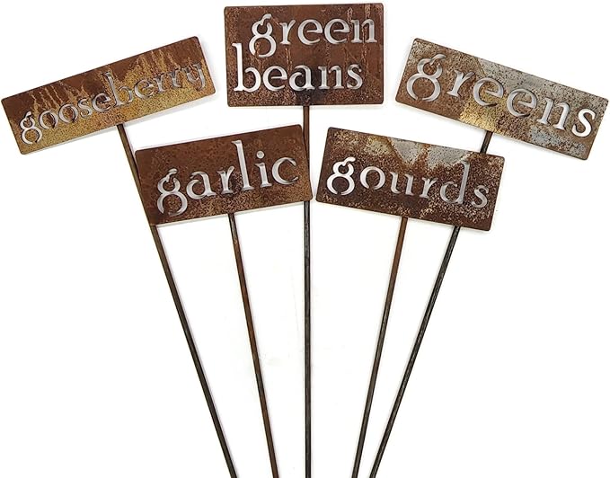 Classic Metal Garden Markers 19 Inches Tall (gooseberry, Naturally Rusted)