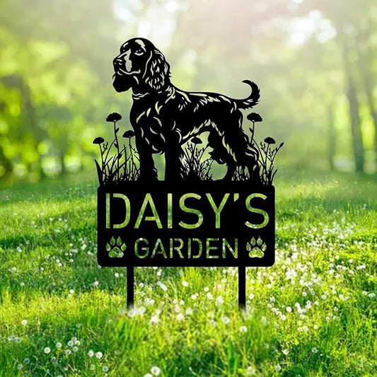 Custom Water Spaniel Dog Metal Memorial Garden Stake Personalized Pet Grave Marker Name Sign Remembrance Stake Decor Sympathy Dog Loss,Outdoor Statues for Yard Garden Lawn Patio Pathway Grave.
