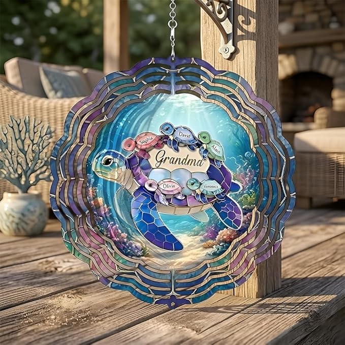 Personalized Mother's Day Wind Spinner for Mom Grandma, Mama Grandma Gifts Mothers Day Christmas, Floral Garden Decor Gift, Outdoor Yard Hanging Ornament 3