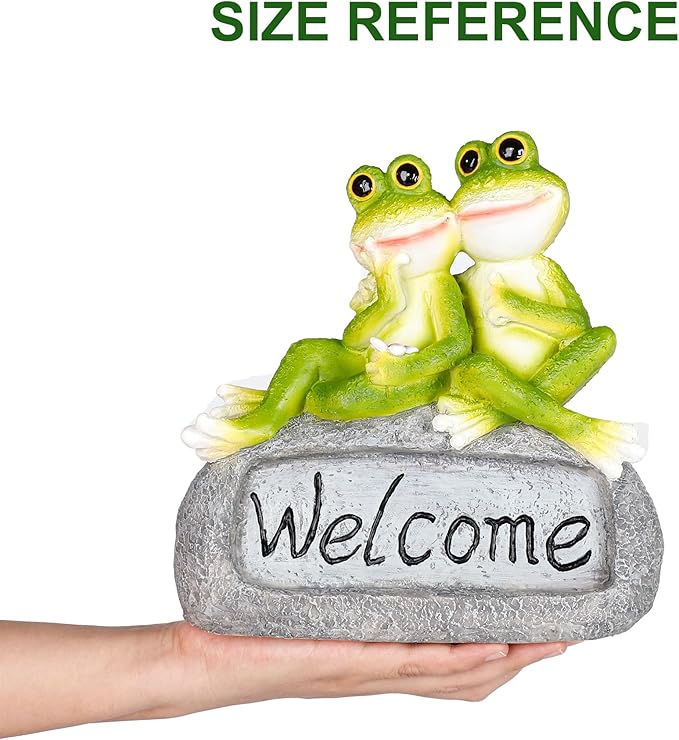Lily's Home Cute Frog Ornament - Polyresin Garden Statue for Patio, Yard & Rooftop | Weatherproof Outdoor Decor | Charming Animal Figurine for Indoor/Outside Use