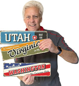 SmartSign 4 x 14 inch Utah State Vintage Metal Sign “Wait For Me”, 40 mil Rustproof Aluminum with Clear Overcoat, Retro Wall Décor, Multicolor, Made in USA