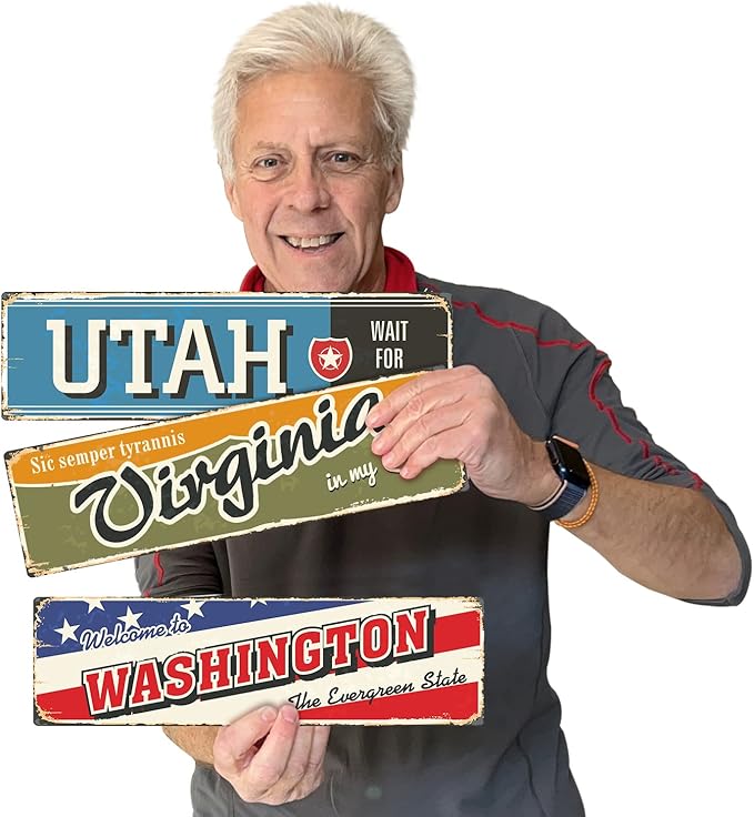 SmartSign 4 x 14 inch Welcome To Washington State Vintage Metal Sign “The Evergreen State”, 40 mil Rustproof Aluminum with Clear Overcoat, Retro Wall Décor, Multicolor, Made in USA