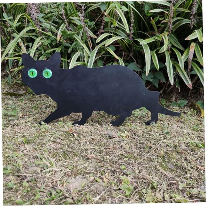 Cat Garden Statue Cat Silhouette Gardening Cat Decor Cat with Marble Eyes Mice Control Harmless Bird Deterrent Decor 3PCS