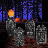 CAMIRUS 17" Halloween Foam Tombstones, 5 Pack RIP Tombstones Graveyard Headstone Decor with 10 Bonus Metal Stakes for Halloween Yard Garden Lawn Patio Outdoor Decorations