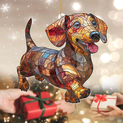 Acrylic Dog Christmas Ornament 2025 – Dachshund Gift for Lovers, Pet Memorial Keepsake, Cute Puppy Tree Decoration, Clear Acrylic Hanging Ornament for Pet Owners, Stocking Stuffer for Dog Mon, Sun-35