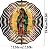 Virgin Mary Prayer Wind Spinner, Metal Wind Spinners Outdoor Indoor, Virgin Mary Rose Hanging Garden Decor for Outside, Stainless Wind Spinners for Yard and Garden 10 inch 3D (25.76X25 CM)