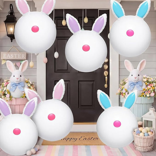 Jetec 6 Pcs 24 Inch Pastel Easter Inflatable Bunny Butt Decorations Outdoor Giant Hanging Inflatable Bunny Blow up PVC Balloon Ornaments Easter Decor for Yard Lawn Garden Front Door Porch