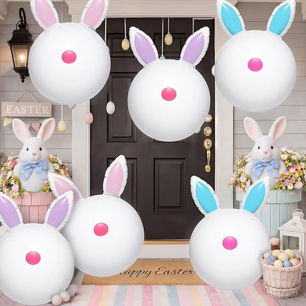 Jetec 6 Pcs 24 Inch Pastel Easter Inflatable Bunny Butt Decorations Outdoor Giant Hanging Inflatable Bunny Blow up PVC Balloon Ornaments Easter Decor for Yard Lawn Garden Front Door Porch