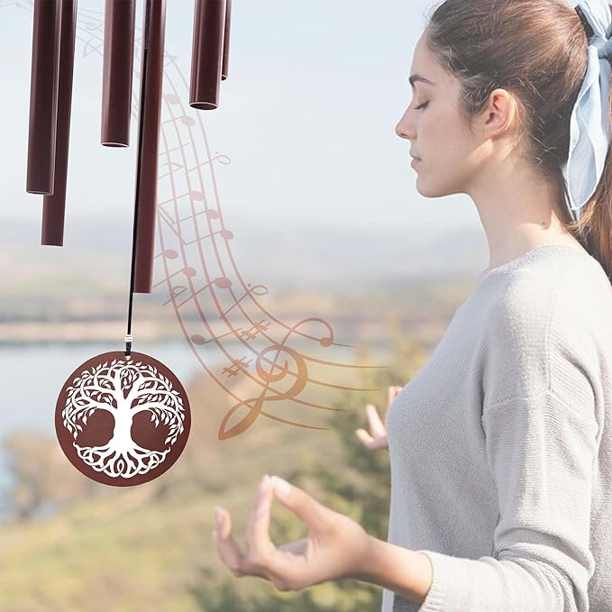 PORTHO Custom Retirement Wind Chime, Tree of Life, Bronze Colour, Persoalized Metal Wind Chimes, Custom Retirement Gifts for Men, Women, Teacher, Co-Worker, Colleague, Nanny, Boss, Veterans