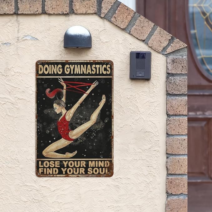 Vintage Metal Tin Sign Doing Gymnatics Lose Your Mind Find Your Soul Coffee Pringches for Home,Patio,Yard,Kitchen & More 8x12 Inches Retro Funny Quote Wall Decor for Indoor & Outdoor Use