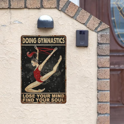 Vintage Metal Tin Sign Doing Gymnatics Lose Your Mind Find Your Soul Coffee Pringches for Home,Patio,Yard,Kitchen & More 8x12 Inches Retro Funny Quote Wall Decor for Indoor & Outdoor Use