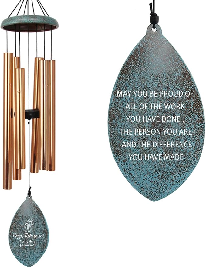 ASTARIN Personalized Happy Retirement Gift, Custom Name Retirement Wind Chimes for Women Men, 35" Large Deep Tone Wind Chime Retire Gifts for Teacher Co-Workers Boss(Produced in USA)