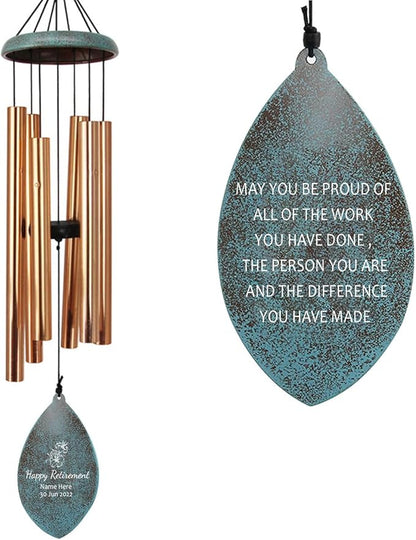 ASTARIN Personalized Happy Retirement Gift, Custom Name Retirement Wind Chimes for Women Men, 35" Large Deep Tone Wind Chime Retire Gifts for Teacher Co-Workers Boss(Produced in USA)