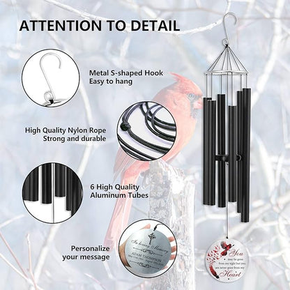 ASTARIN Personalized 30" Bereavement Wind Chimes for Outside, Memorial Gift in Remembrance of a Loved One, Sympathy Gift for Loss of Mother Father Husband, Garden Patio Decor