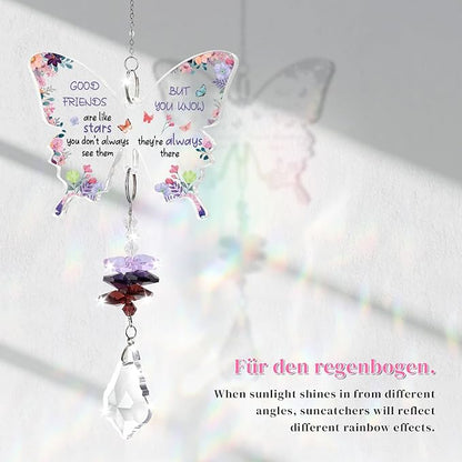 Funnli Best Friend Birthday Gifts for Women Crystal Suncatcher, Galentines Day Gifts for Friend Women Sister, Birthday Mothers Day Retirement for Friends Window Hangings Home Decoration
