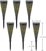 gardencave 6 Pack Solar Lights Outdoor Garden Decorative Mandala Solar Garden Lights with Warm Light Waterproof Solar Pathway Landscape Lights for Path Patio Backyard Walkway Yard Lawn Decor (Black)