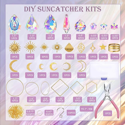 Lyukii 500 Pcs DIY Suncatchers Making Kits Craft for Adults Crystal Suncatchers for Window Hanging Sun Catcher with Chain Rainbow Maker Crystal Prisms Decor for Home Garden Party Wedding Ornament