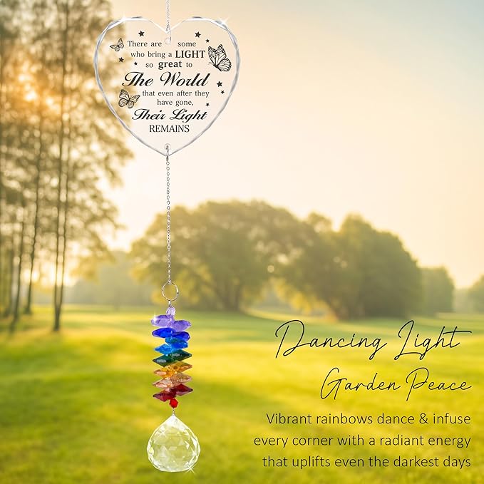Glass Suncatcher Ornament - Unique Memorial Mother's Day for Loss of Family, Loved Ones - Crystal Rainbow Maker - Hanging Crystal Decor - Loss of Mom Dad Friend Pet