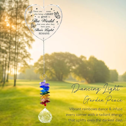 Glass Suncatcher Ornament - Unique Memorial Mother's Day for Loss of Family, Loved Ones - Crystal Rainbow Maker - Hanging Crystal Decor - Loss of Mom Dad Friend Pet