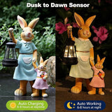 VEEKI Garden Statues Outdoor, Cute Rabbit Statue with Solar Lantern, Resin Bunny Figurines Lights Outdoor Waterproof for Patio Yard Lawn Ornament, Unique Housewarming Birthday Gifts for Women (Bunny)