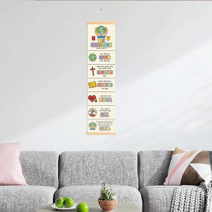 Christian Canvas Poster, The Good News John 3:16-17 Poster, Wall Decor Art, Bible Verse Decoration for Room, Farmhouse Home Church Decor, Family Hanging of Scripture and Words Decorations 03