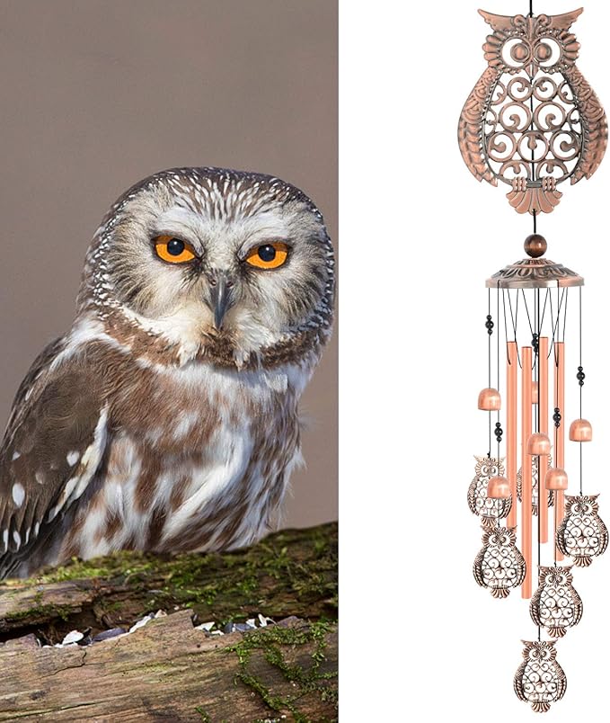 Owl Wind Chimes, Gifts for Mom, Women, Grandma, Outdoor Indoor Wind Chimes, Room Decor, Owls Gifts for Women, Owl Decor Gift