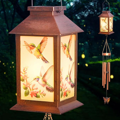Hummingbird Outdoor Lantern House Wind Chime - A Gift for Outdoor courtyards and Gardens, Suitable for Women, Mothers, Grandmothers, Sisters and Friends, Birthdays, Christmas, and Mother's Day