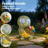 Solar Garden Statue with LED Lights, Dynamic Blinking Lights and Flowers, Outdoor Garden Figurine for Patio Porch Lawn Backyard Decor, Housewarming Gifts for Women (Turtle)