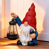 Garden Gnomes Statues Outdoor Decor with Shovel Solar Gnome with Lantern LED Lights,Terrace Xmas Courtyard Lawn Patio Porch Decoration Birthday Christmas Housewarming Gift for Mom Women